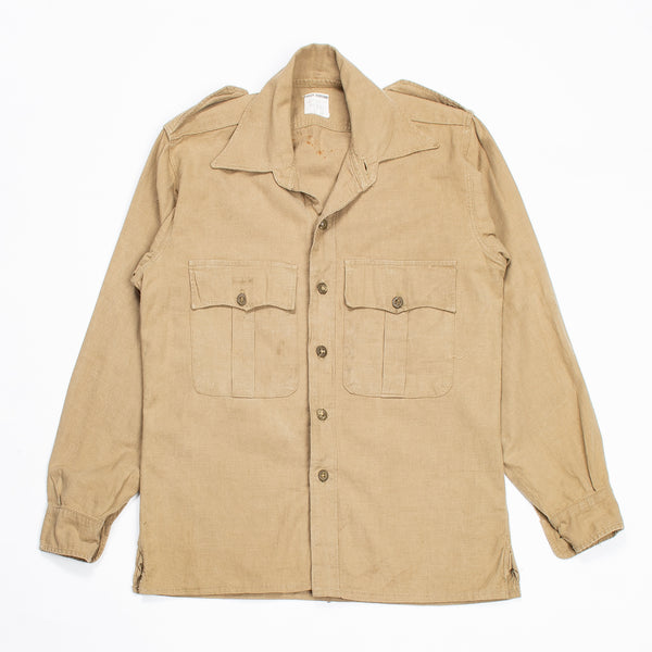 50s Vintage British Army Aertex Khaki Jungle Shirt - Medium
