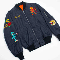 70s Vintage Korean Tailor-Made Souvenir Bomber Jacket - Large