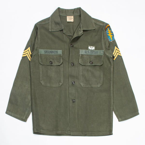 60s Vietnam War Vintage Special Forces Trooper OG-107 Utility Shirt - Small