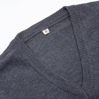 Vintage European Military Blue V-Neck Wool Sweater - Medium