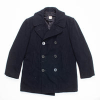 Vintage US Navy Black Pea Coat - Small