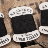 1950s Deadstock W&J Knox No. 25 2-Cord Black Linen Thread