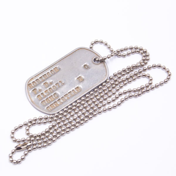 60s Vietnam War F. D. Robinson 2138971 USMC Dog Tag & Chain