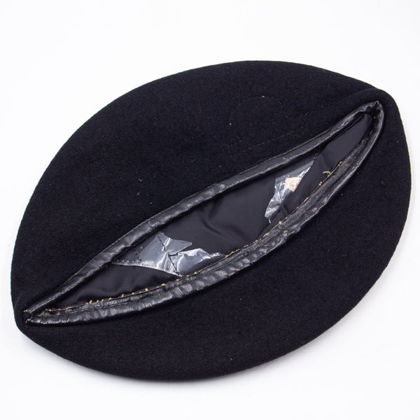 Original 60s Vietnam War Vietnamese Tailor-Made Black Wool Beret