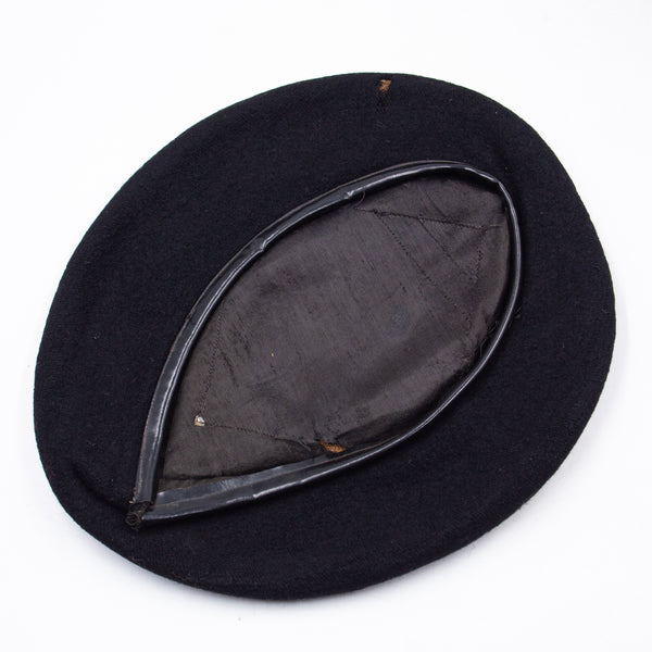 Original 60s Vietnam War Vietnamese Tailor-Made Black Wool Beret