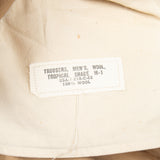 60s Vietnam War Vintage Khaki Wool Tropical Trousers - 34x29