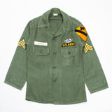 60s Vietnam War Vintage 1st Cavalry Div. 2nd Pattern OG-107 Utility Shirt - X-Small