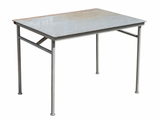 60s Vintage Heavy Duty Industrial West German Army Steel Metal Folding Table - 39.5"x29.5"x30"