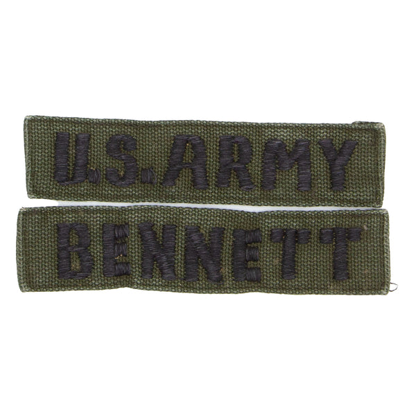 1960s Vietnamese-Made Subdued 'Bennett' US Army / Name Tape Set