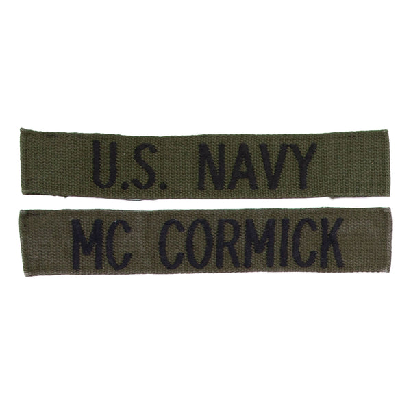 1960s US-Made Subdued 'Mc Cormick' US Navy / Name Tape Set
