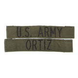 1960s US-Made Subdued Embroidered 'Ortiz' US Army / Name Tape Set