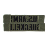 1960s US-Made Subdued Embroidered 'Sheckell' US Army / Name Tape Set