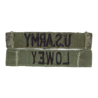 1960s US-Made Subdued Embroidered 'Lowey' US Army / Name Tape Set