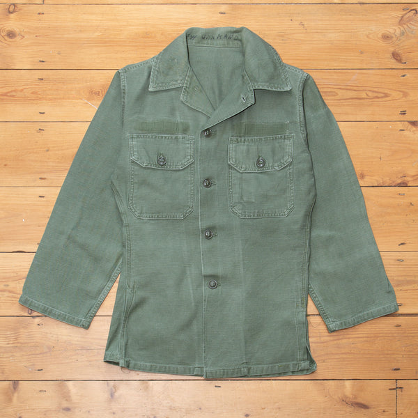 60s Vintage US Army 2nd Pattern OG-107 Sateen Utility Shirt - Small