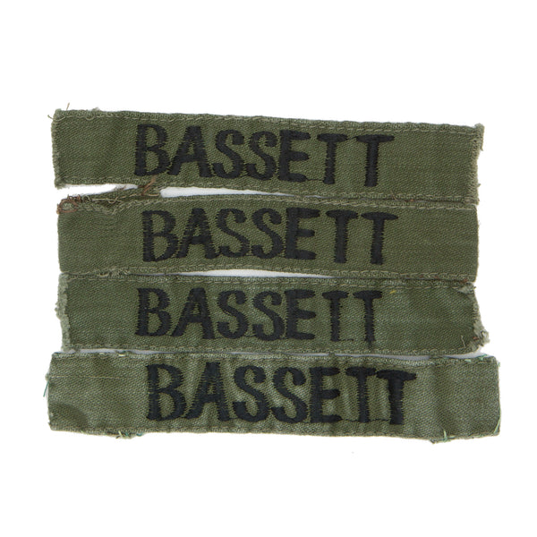 Original Vietnam War Vietnamese-Made 'Bassett' Subdued Name Tape