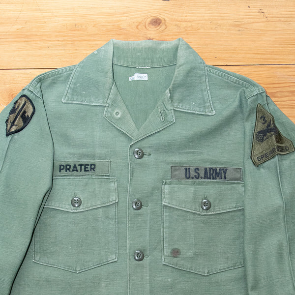 60s Vintage US Army 3rd Pattern OG-107 Sateen Utility Shirt 