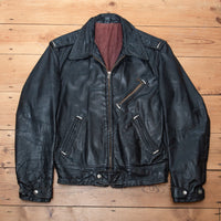 Stunning 50s Vintage Black Horsehide Leather Motorcycle Jacket - Small