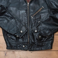 Stunning 50s Vintage Black Horsehide Leather Motorcycle Jacket - Small