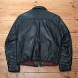 Stunning 50s Vintage Black Horsehide Leather Motorcycle Jacket - Small