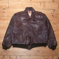 Stunning 50s Vintage Penney's Brown Horsehide Leather A-2 Style Jacket - X-Large