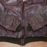 Stunning 50s Vintage Penney's Brown Horsehide Leather A-2 Style Jacket - X-Large