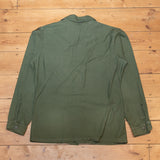 70s Vintage US Army 3rd Pattern OG-107 Cotton Sateen Utility Shirt - Small